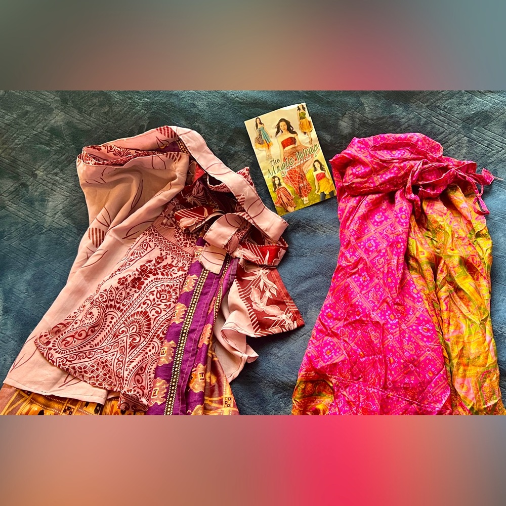 Indian Reversible Vintage Silk Sari Magic Wrap Skirts